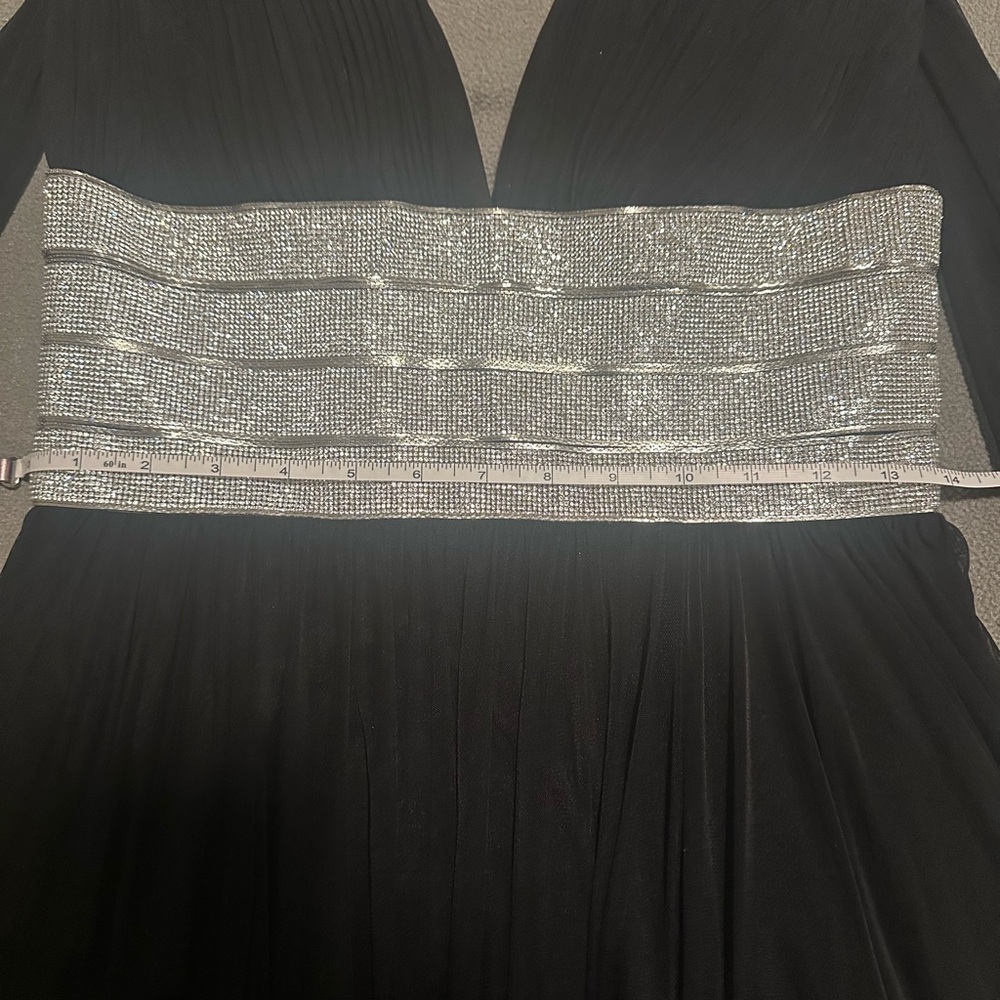 Camille La Vie Black Evening Gown with Silver Waistband - Picture 3 of 3